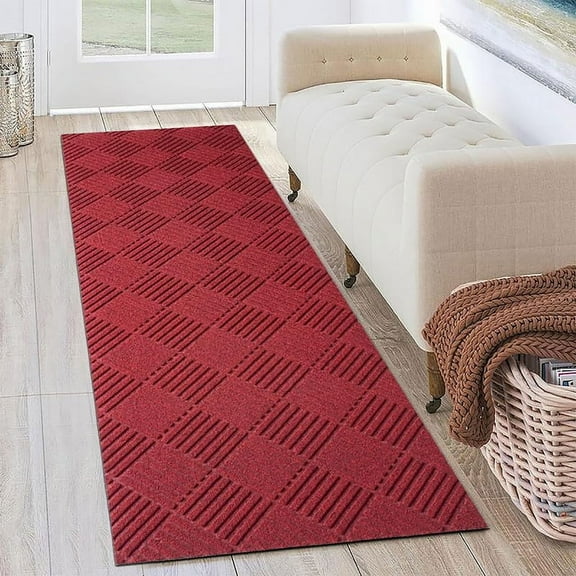 Goasis Lawn Red Runner Rugs 2'x 6' Indoor Non-Slip Carpet for Hallway Porch Entryway Garage