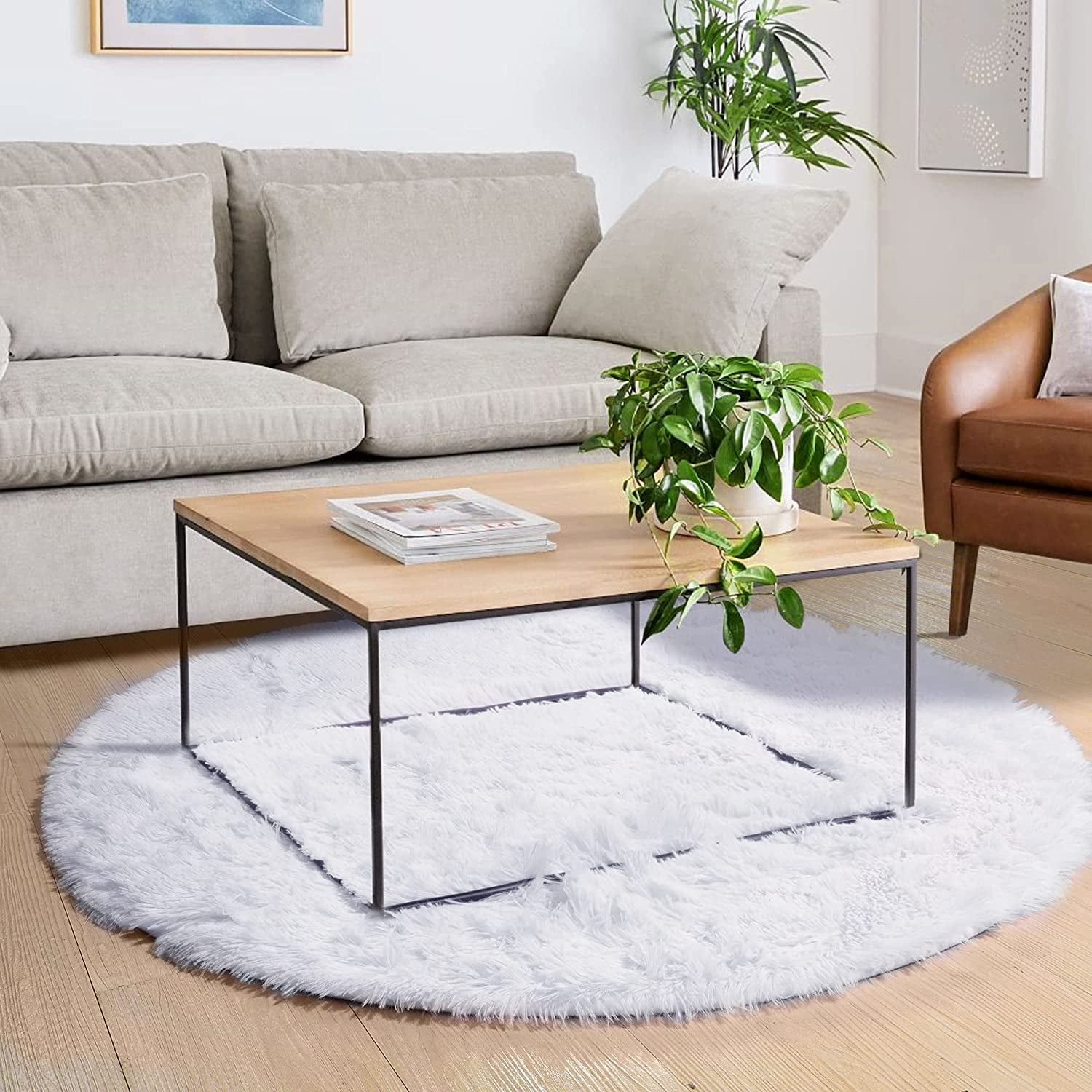 Goasis Lawn Super Soft Round Rug for Bedroom, Fluffy Round Kids Rug and