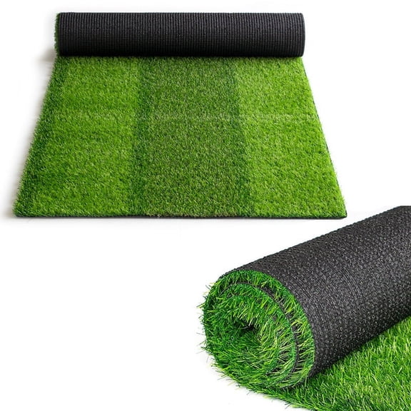 Goasis Lawn Zebra Stripe Artificial Turf 5x55 ft, 0.8" Pile Height Synthetic Grass Mat