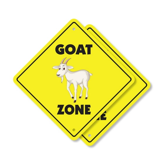 Goat (2 Pack) Plastic Crossing Sign - 10 Inch X 10 Inch Xing Sign Gift Animal Farm Pet Livestock Funny Rustic Decor Nature Cute Loyal Playful Fun