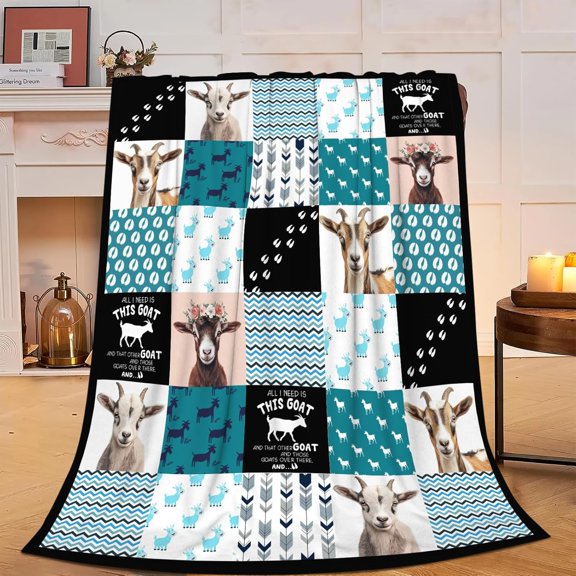 Goat Animal 60x80 Fleece Blanket Sheep Fleece Blanket Cute Gifts for Women, Girls, Kids, on Birthday Christmas