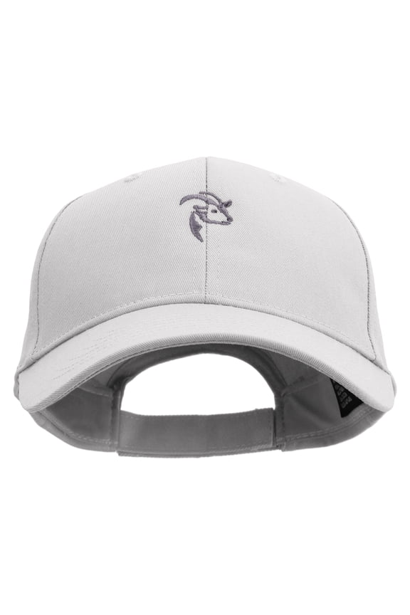 Goat Animal Embroidered Low Profile Structured Cap - White OSFM