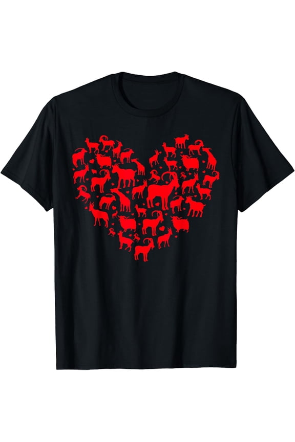 Goat Animal Lover Funny Heart Goat Valentine's Day T-Shirt