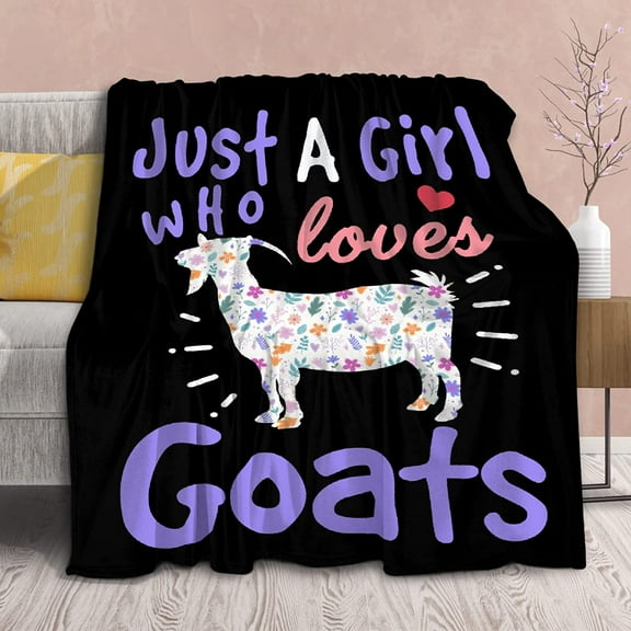 Goat Blanket Fleece Throws Gift for for Just Girl Who Loves Goats Lover Birthday,Super Soft Flannel Lightweight Blankets, for All Season Bed Sofa,60"x50" Twin for Girl