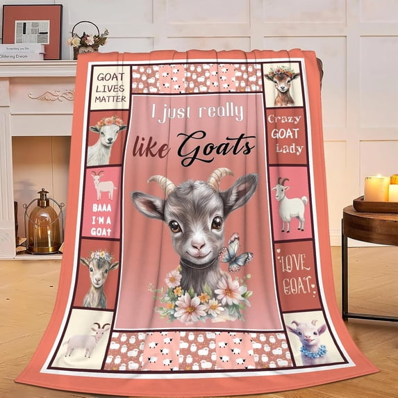 Goat Blanket Soft Cozy Sheep Plush Throw Blanket Super Warm Fleece Fuzzy Bedding Blanket Goat Sheep Gifts for Kids Girls Boys Women Bed Decor Stuff 60"X80"