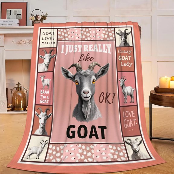 Goat Blanket, Soft Plush Fleece Farm Animal Blanket - Cozy Warm Stuffed Blankets Bedding Goat Gifts for Women Women Users Adults 40"X50"