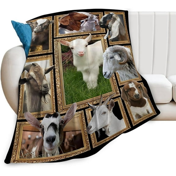 Goat Blanket Ultra Soft Cozy Sheep Blanket Fleece Fuzzy Plush Bedding Goat Sheep Lovers Gifts for Women Women Users Adults 50"x40"