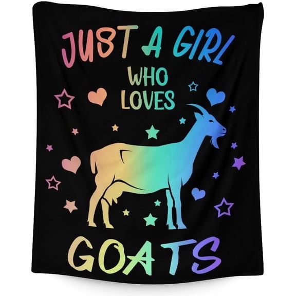 Goat Blanket for Girls - 40x50 Inches Flannel Blankets - Soft Fuzzy Plush Throws Gift - Black Funny Throw Blanket for Couch, Sofa