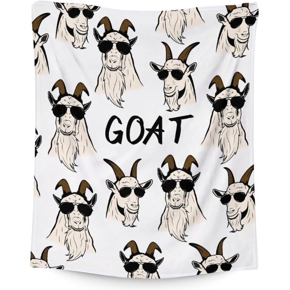 Goat Blanket for Girls - 40x50 Inches Flannel Blankets - Soft Fuzzy Plush Throws Gift - White Funny Throw Blanket for Couch, Sofa