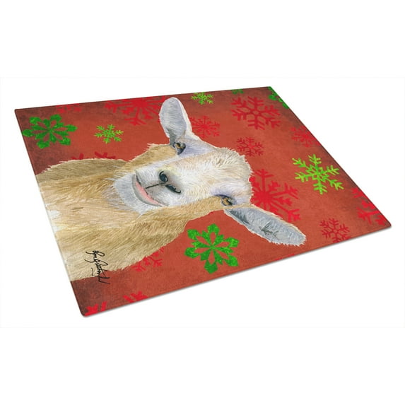 Goat Candy Cane Holiday Christmas Glass Cutting Board Large