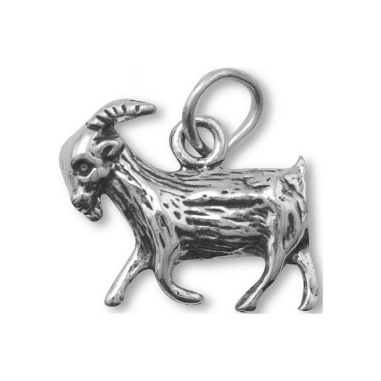 Goat Charm Sterling Silver Antiqued Finish Goat Charm Sterling Silver Antiqued Finish