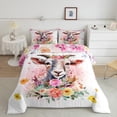 thumbnail image 1 of Goat Comforter Set Boho Floral Twin Bedding Set ,Cute Sheep Wild Animal Quilt Watercolor Flowers Duvet Insert,Rustic Wildlife Bohemian Decor, 1 of 5