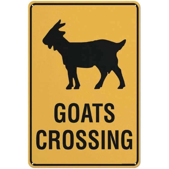 Goat Crossing Metal Tin Sign 12 x 8 Inch Garden and Yard Wall Decor