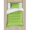 thumbnail image 1 of Goat Duvet Cover Set Twin Size, Pattern with Graphic Goat Herd Grazing on Green Meadow Full of Daisies Print, Decorative 2 Piece Bedding Set with 1 Pillow Sham, Pale Grey Lime Green, by Ambesonne, 1 of 3