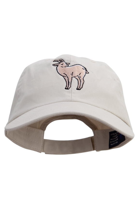 Goat Embroidered Low Profile Dyed Cotton Twill Cap - Putty OSFM