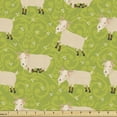thumbnail image 1 of Ambesonne Goat Fabric by the Yard Upholstery, Cattle Characters Ornament, 2 Yards, Yellow Green Lime Green, 1 of 4