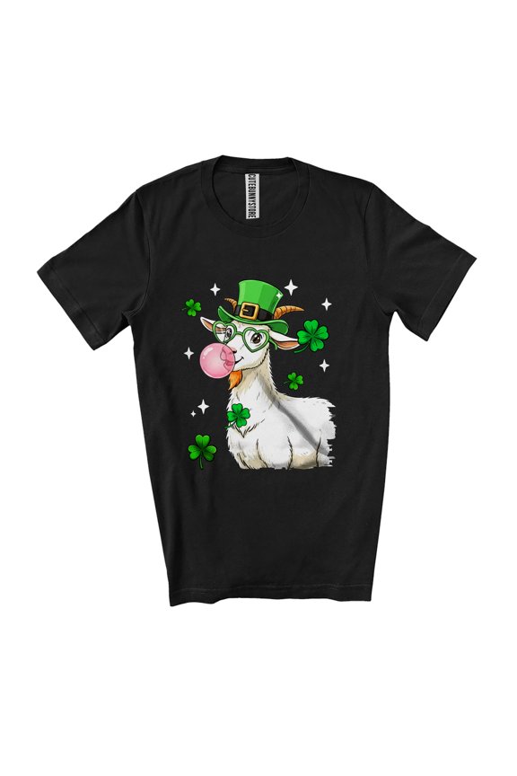 Goat Face Bubble; Humorous St. Patrick's Day Irish Lucky Shamrock; Farmer Unisex T-Shirt
