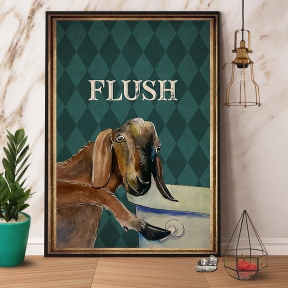 Goat Flush Funny Paper Poster No Frame Matte Wall Art Decor 16 x 24 Inch Poster