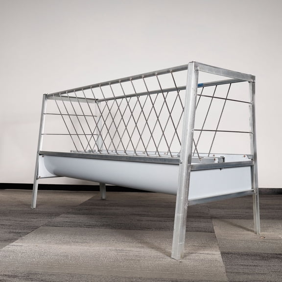 Goat Hay Feeder, 90 Gallon Livestock Goat Feeder with Galvanized Steel Structure, Pasture Feeder for Horses, Sheep, Calves