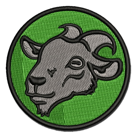 Goat Head Applique Multi-Color Embroidered Iron-On Patch - 2.5 Inch Small
