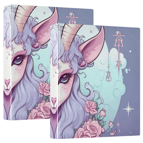 Goat Head Roses Flowers 3 Ring Binders 1.5 inch Hardcover File Folders with Interior Pockets A4 Size Organizer for School Office Hospital