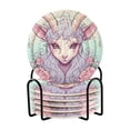 thumbnail image 1 of Goat Head Roses Flowers 6 Pcs Drink Coasters with Holder Absorbent Coasters Woven Coasters for Drinks Table Desk Protection Home Decor, 1 of 7