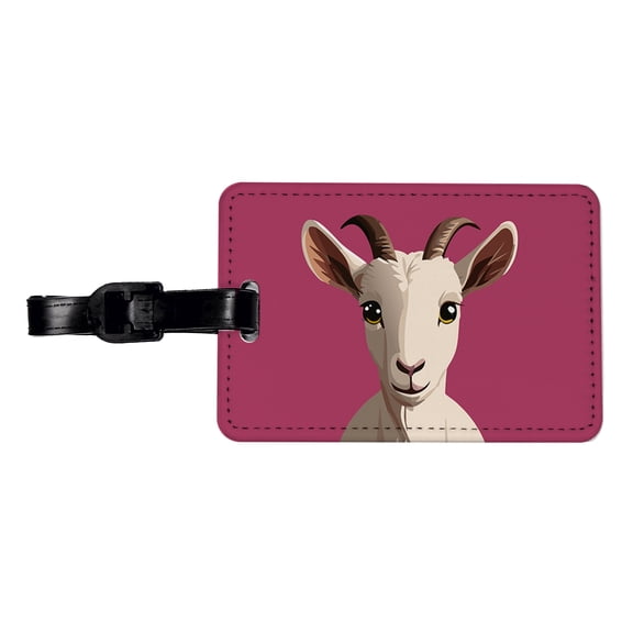 Goat Head Staring Cute Faux Leather Travel Luggage Tag
