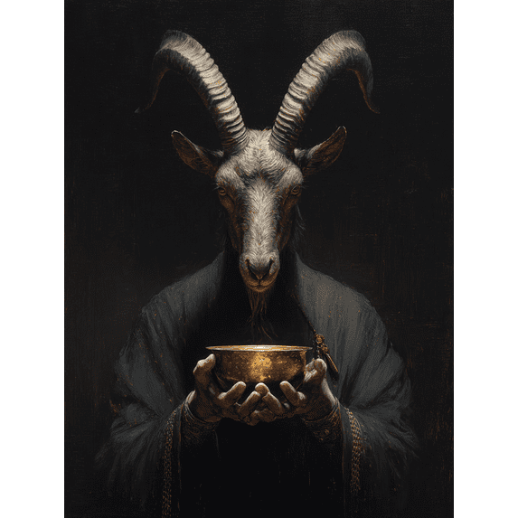 Goat Head Symbolism Dark Art Canvas Print Wall Art for Living Room Office Study Apartment