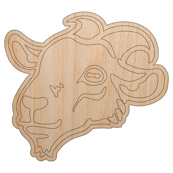 Goat Head Wood Shape Unfinished Piece Cutout Craft DIY Projects - 4.70 Inch Size - 1/4 Inch Thick