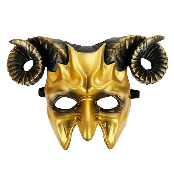Goat Horns Devil Mask Masquerad Animal Cosplay Adult Half Face Masquerade Mask Headwear for Halloween Party