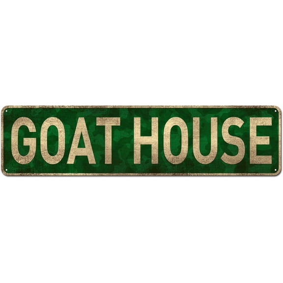Goat House Sign, Goat Décor Goat Sign Goat Lover Gift, Funny Wall Décor for Home/Man Cave, Quality Metal Signs 4" x 16"