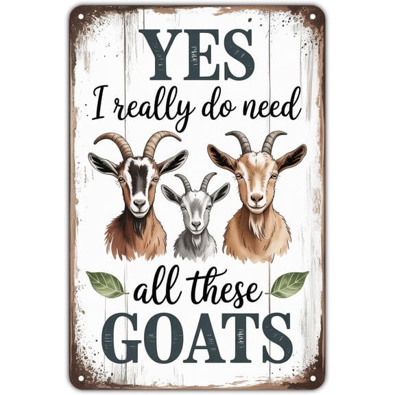 Goat Illustration Vintage Tin Sign Funny Farm Animals Metal Wall Art for Garden Yard Bar Porch Home Bedroom Kitchen Decor 8 x 12 Inch