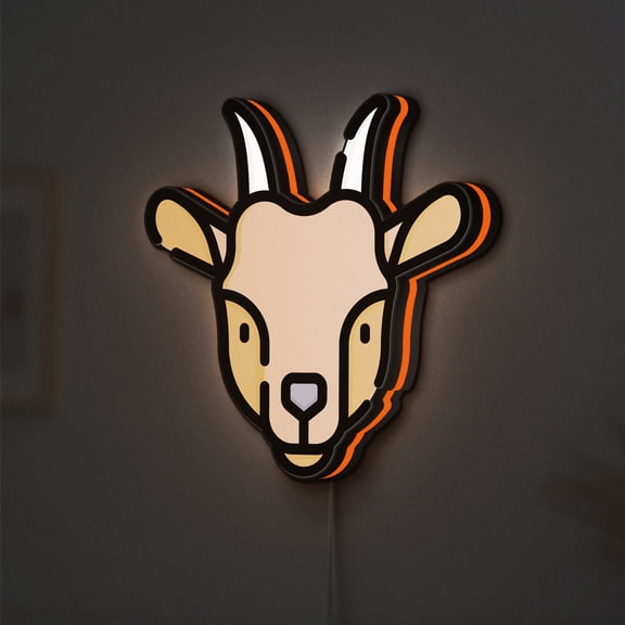 Goat LED Lightbox - Zoo Wild Animal Kingdom Decor, Custom Led Sign for Home Office Shop Decor (Width 8 inch, 20cm)