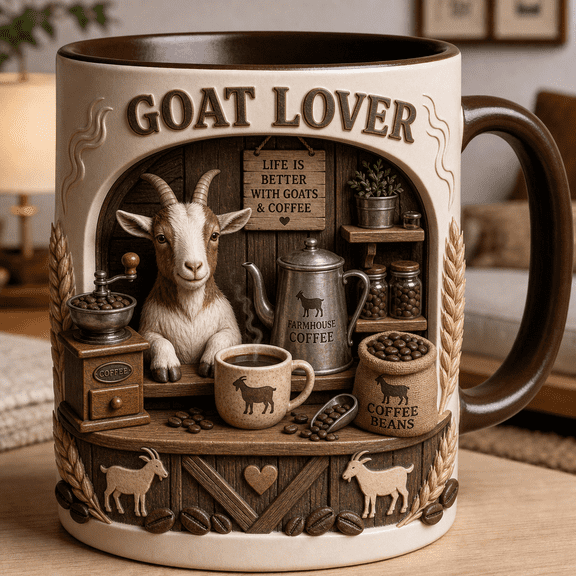Goat Lover Mug Rustic Coffee Cup Gift for Dad, Personalized Coffee Lover Mug