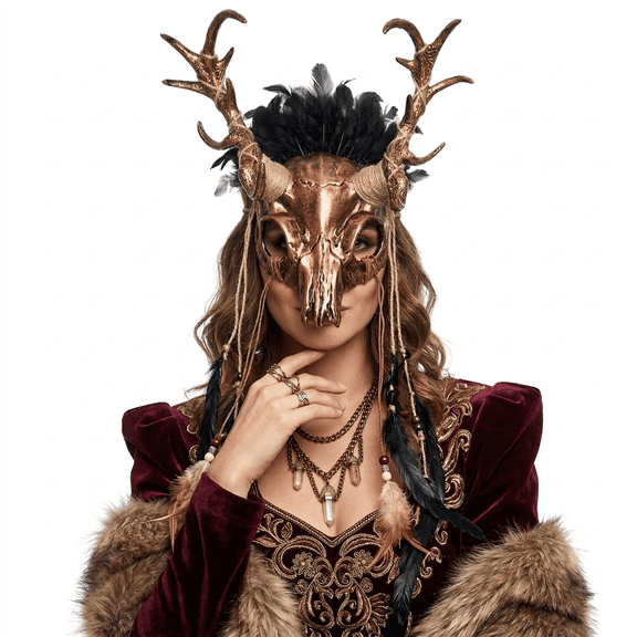 Goat Masquerade Demon Devil Horn Mask Costume Halloween Party Adult Masks - Bronze
