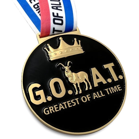 Goat Medal - 3'' Heavy Duty Goat Necklace, Double-Sided 3D Engraved Championship Trophy for Sports Awards, MVP Gifts & Collections