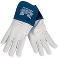 thumbnail image 1 of Goat Mig/Tig Welders Gloves, Premium Grade Grain Goatskin, Large, White/Blue, 1 of 2