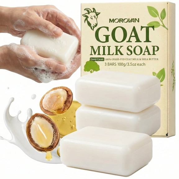 Goat Milk Soap Natural Moisturizing Formula for Eczema and Dry Skin Relief Body Cleanser for Men and Women with Sensitive Skin 3 Bars Value Pack 3.5oz each