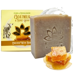Goat Milk Soap Bar with Natural Oils Real Raw Honey Coconut Olive Mild Soft Moisturizing Cold Process Handmade in USA by Relaxcation