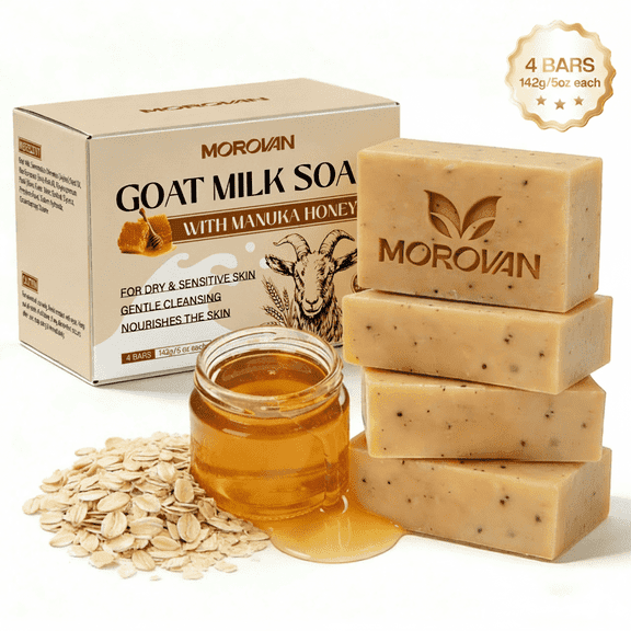 Goat Milk Soap Manuka Honey Moisturizing Bar for Face Body Sensitive Skin 4 Bars 5 oz Each
