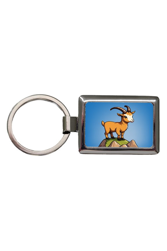 Goat Mountain Cute Metal Rectangle Keychain