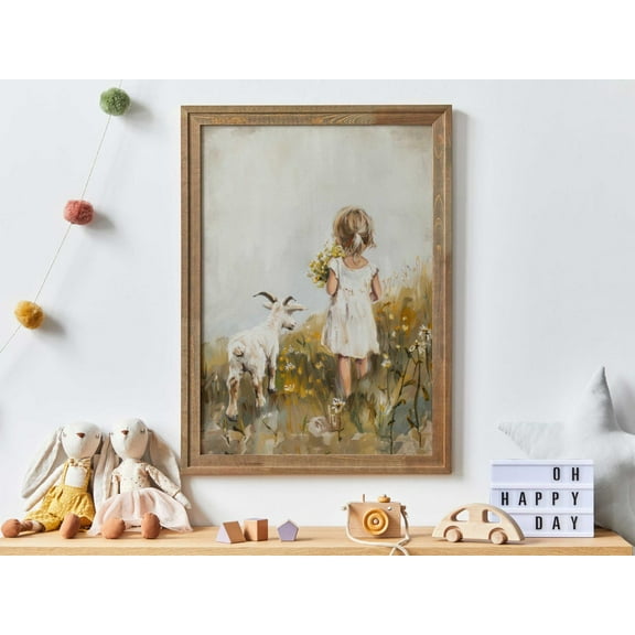 Goat Nursery Print Girl Vintage Farmhouse Farm Theme, Unframed Paper Poster 11x14in