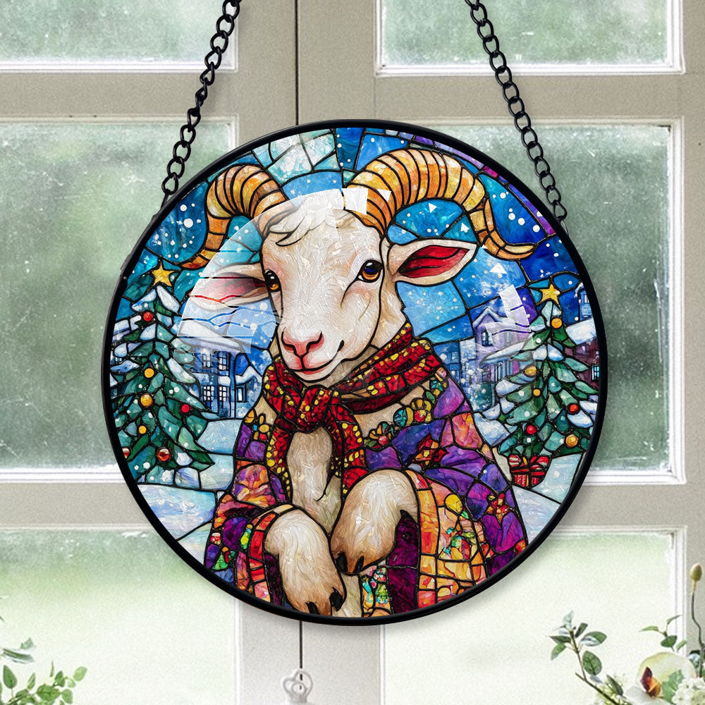 Goat Ornament Christmas 2025, Goat Stained Glass Window Decoration ...