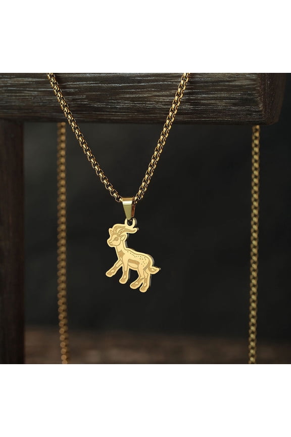 Goat Pendant Necklace for Women Lovely Animal Stainless Steel Jewelry Men Necklace