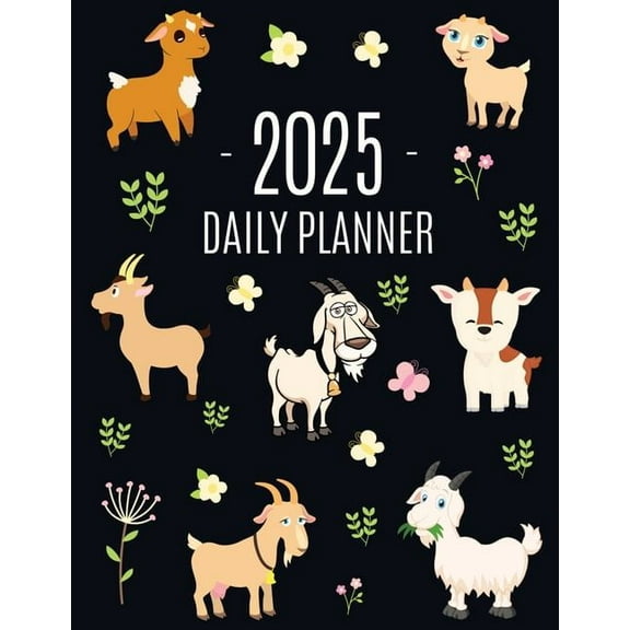 Goat Planner 2025: Daily Organizer: January-December (12 Months) Beautiful Agenda with Cute Farm Animals, (Paperback)