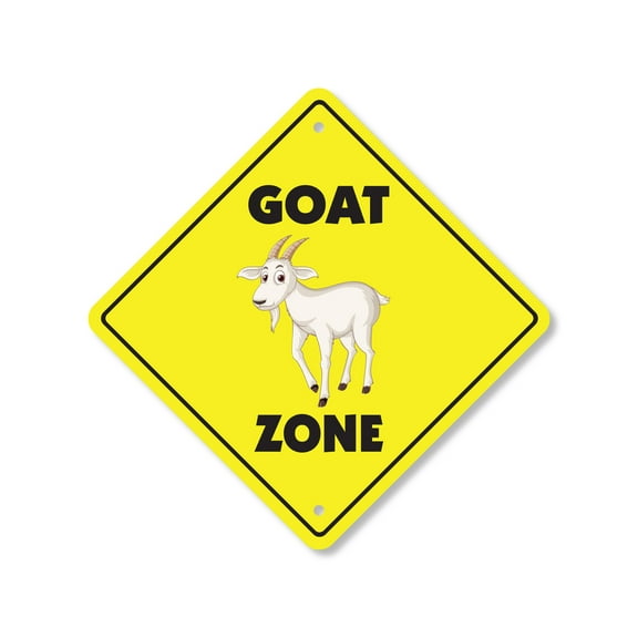Goat Plastic Crossing Sign - 10 Inch X 10 Inch Xing Sign Gift Animal Farm Pet Livestock Funny Rustic Decor Nature Cute Loyal Playful Fun