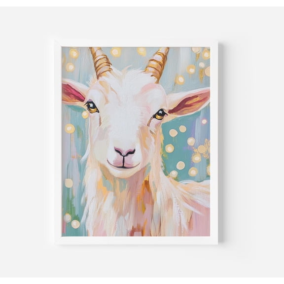 Goat Portrait Art Poster Stylish Nursery Decor , Soft colours Poster, Unframed Poster Size 12x18 F03.1.19l441