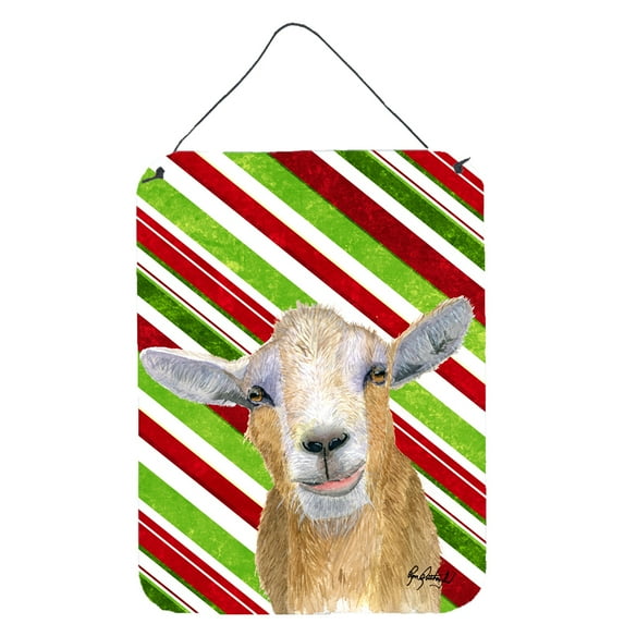 Candy Cane Goat Christmas Aluminium Metal Wall or Door Hanging Prints