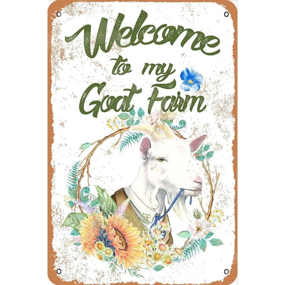Goat Retro Tin Sign Welcome To My Goat Farm Vintage Look Metal Tin Decoration Plaque Sign For Home Kitchen Bathroom Farm Garden Garage Wall Decor 12x8 Inch
