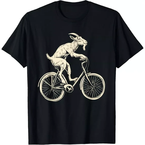 Goat Riding Bicycle Funny Cycling Farm Animal Bike Cyclist T-Shirt